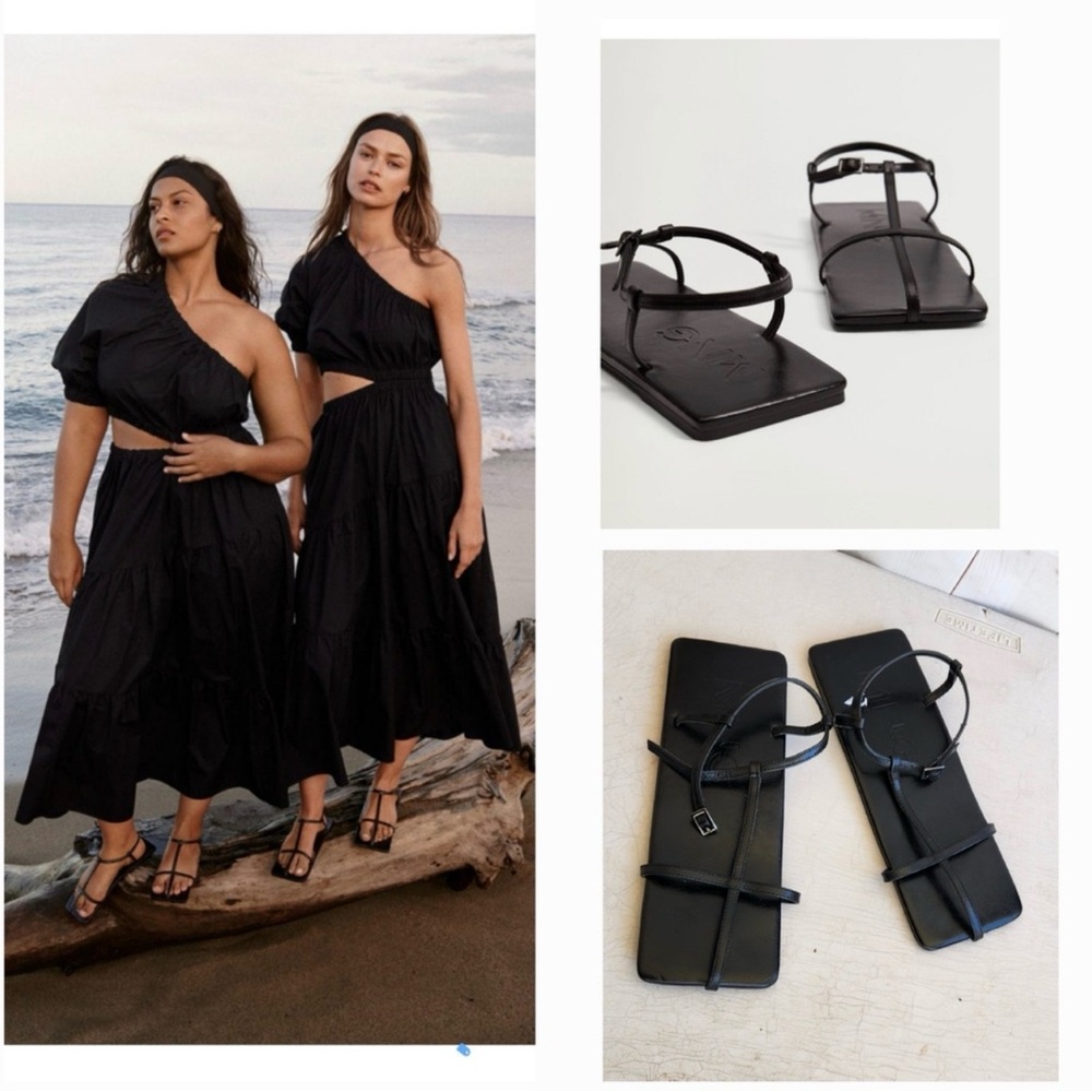 Mango Square Toe Sandals Mango Black Strappy Sandals